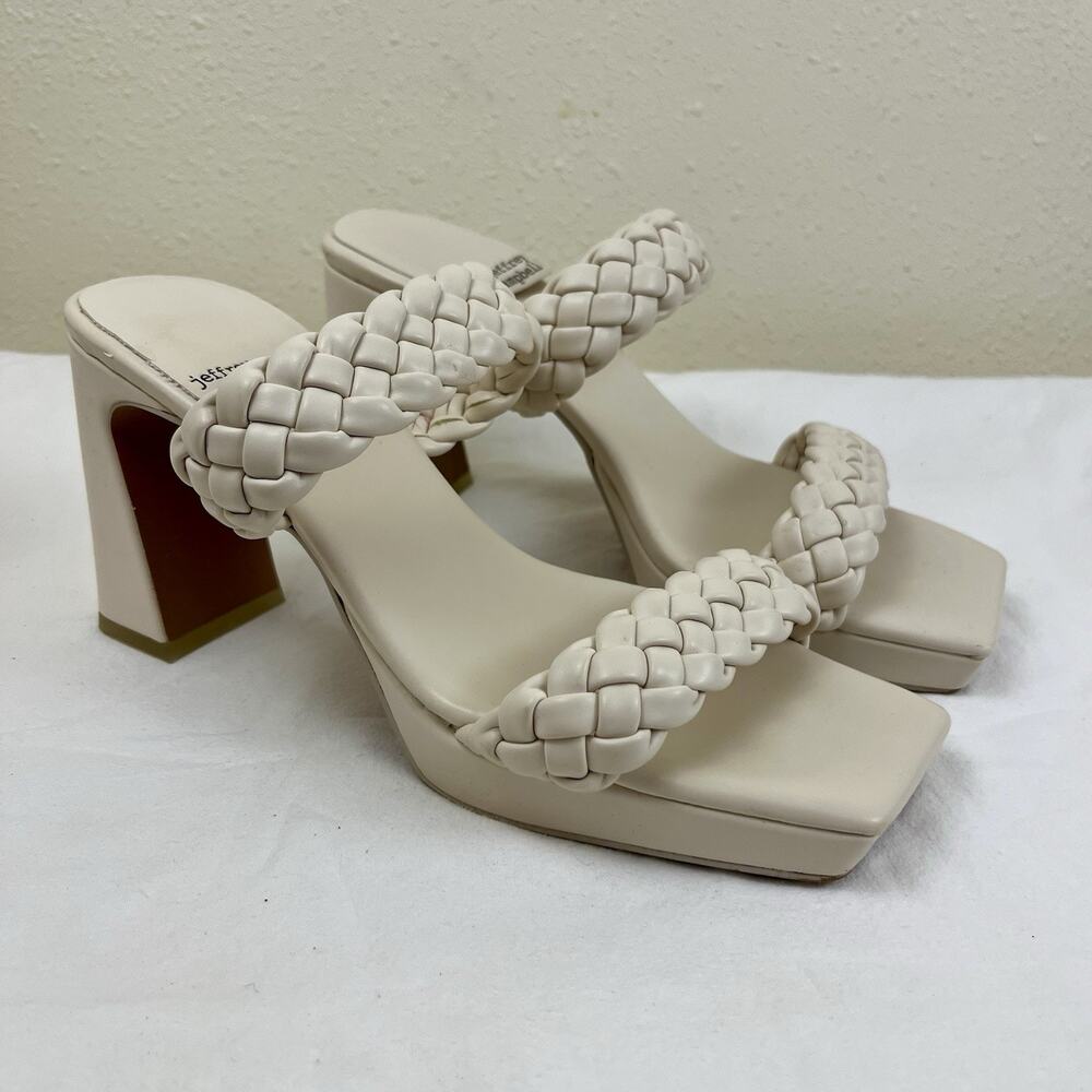 Jeffrey Campbell Delicacy Square Toe Braided Leather Platform Sandal Size 9 $140